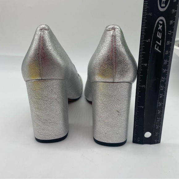 COACH 85 mm Jade Pump metallic Silver square toes loafers size 5.5B in Box EUC - Picture 5 of 9